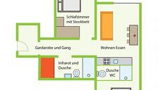 App. C 72 m² 2 Schlafzimmer, 2 Dusche/WC